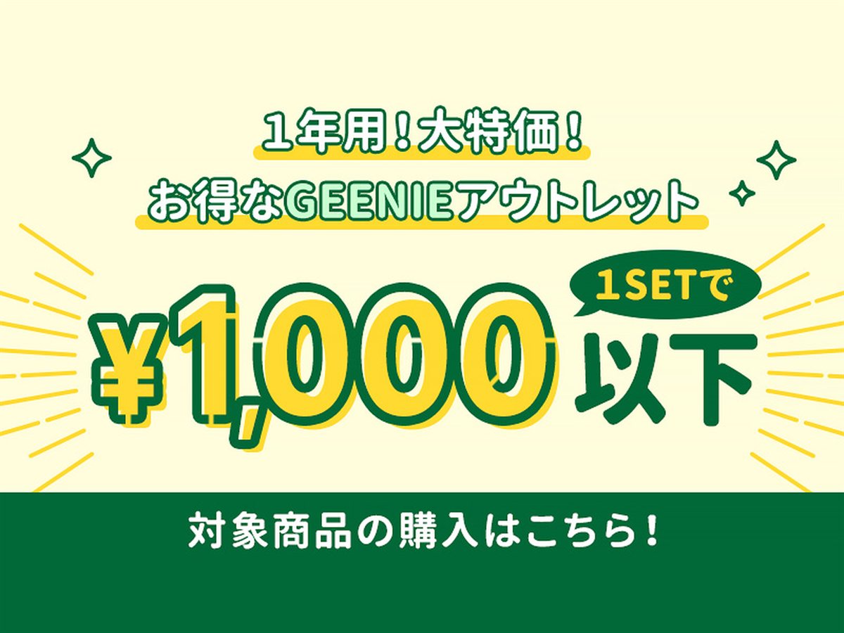 1年用 大特価 お得なGeeenieアウトレット 1SETで1,000円以下